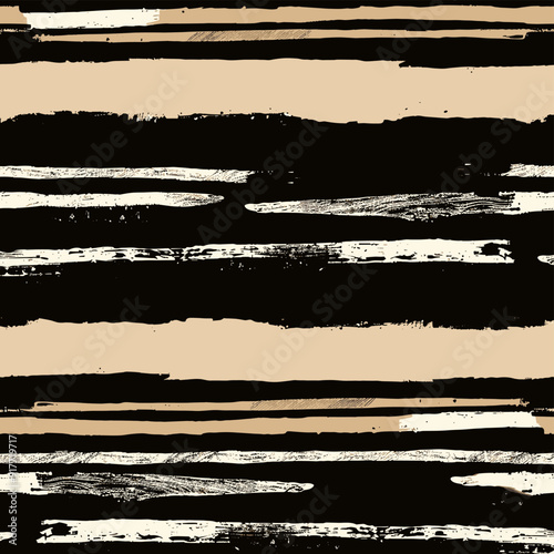 Abstract seamless pattern with black white and beige stripes. This textured design is perfect for adding a modern touch to any project