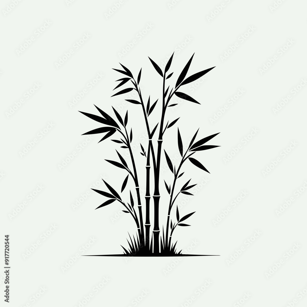Fototapeta premium bamboo silhouette on white background. Black bamboo stems, very simple and single bamboo silhouette white background