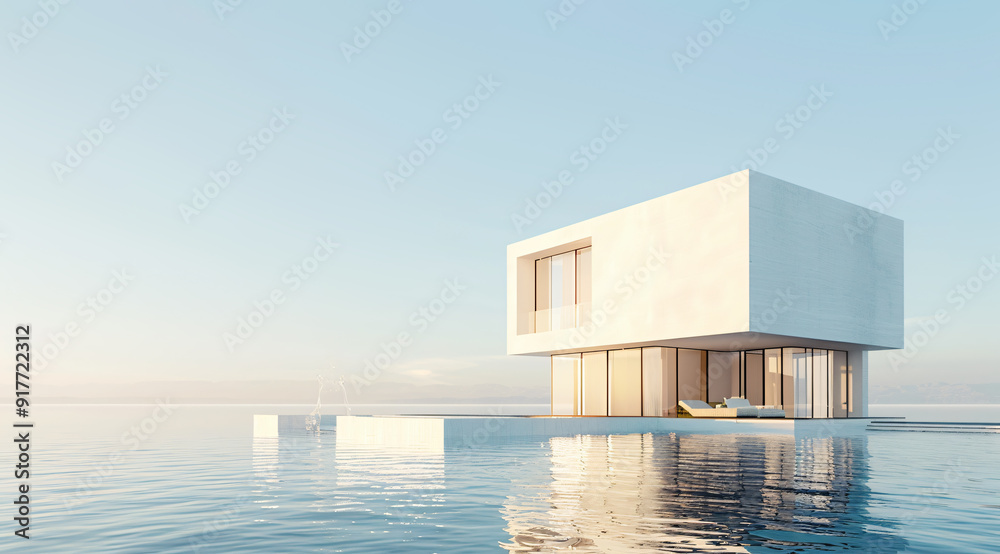 Fototapeta premium Modern high-end villa building scene background