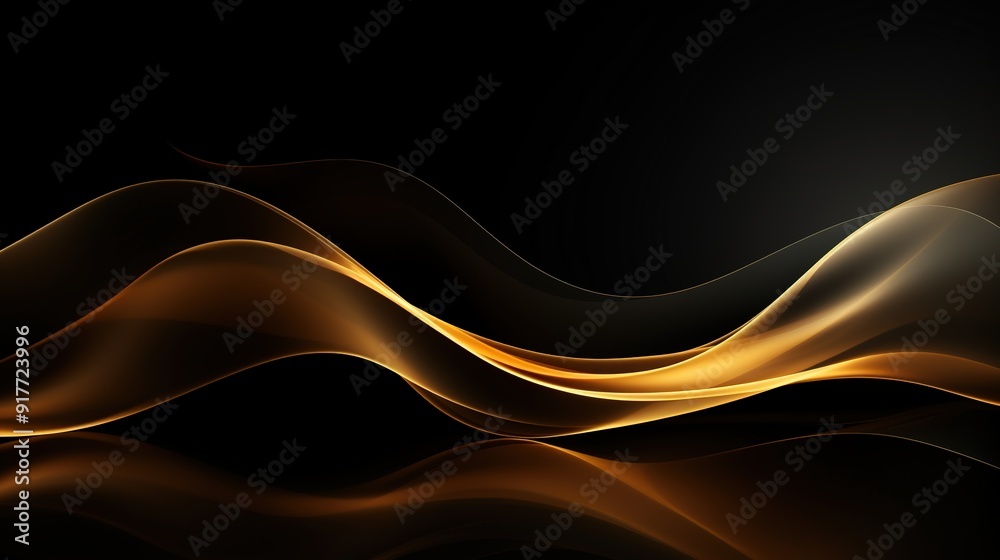 Fototapeta premium Abstract golden waves on a black background.