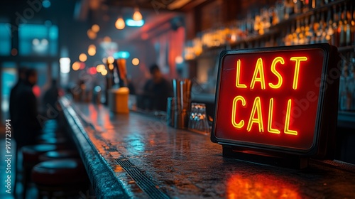 Sign that reads  “LAST CALL” - bar - lounge - club - restaurant - Glass jar” tavern - wooden sign - rustic - happy hour 