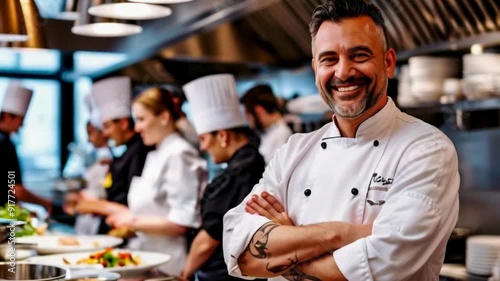 Chef in a restaurant smiling face 