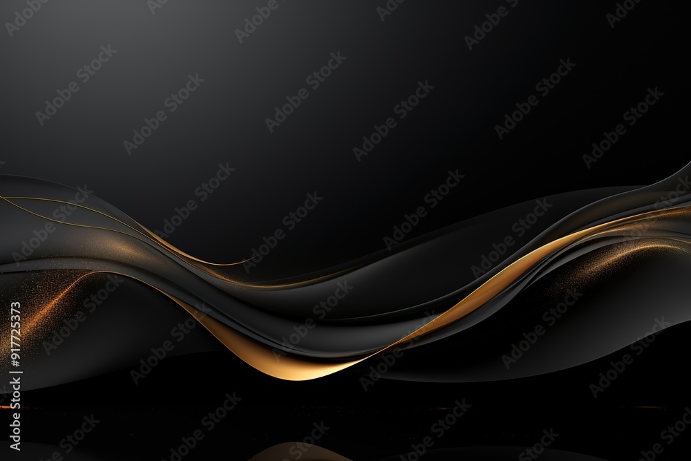 Abstract black and gold wavy background with copy space. Abstract black and gold wavy background with copy space.