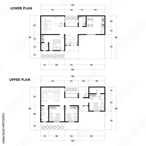 Floor plan blueprint, Figure of the jotting sketch of the construction and the industrial skeleton of the structure and dimensions.