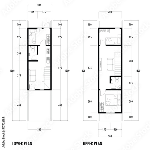 Floor plan blueprint, Figure of the jotting sketch of the construction and the industrial skeleton of the structure and dimensions.