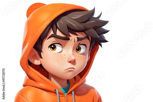 sad stressed upset cartoon character boy kid