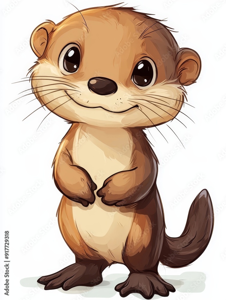 Fototapeta premium Cute Cartoon Otter with Big Eyes