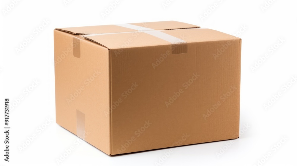 Large cardboard postal box courier parcel isolated on white. Neural network ai generated art Large cardboard postal box courier parcel isolated on white. Neural network ai generated art