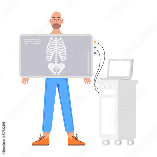 Character based flat illustration of radiograph

