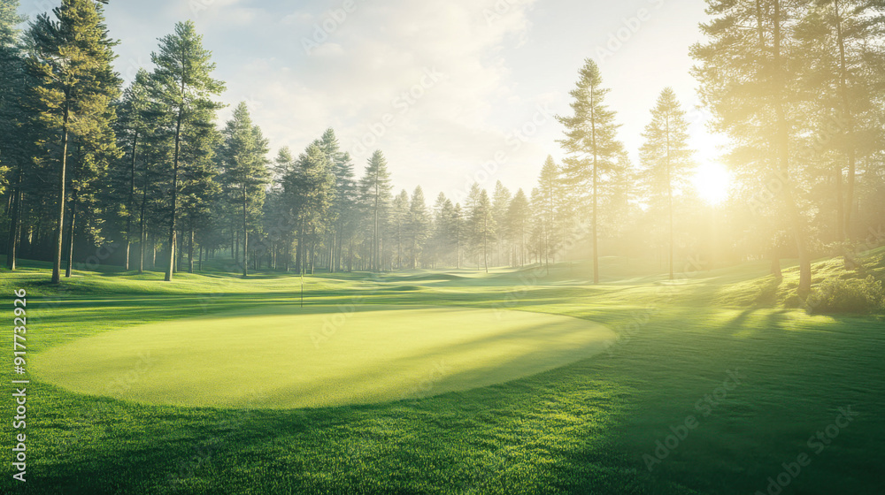The beautiful golf course with morning sunshine. The beautiful golf course with morning sunshine.