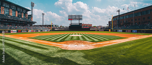 Wide shot of the baseball field 