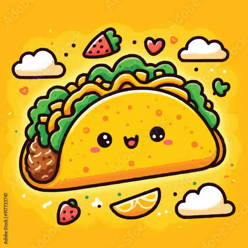 Cartoon groovy fast food tacos cheerful character. Mexican cuisine street cafe snack cartoon funny mascot, cheerful groovy isolated vector personage. Fast food meal or takeaway tacos happy character