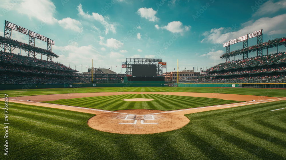 Wide shot of the baseball field 