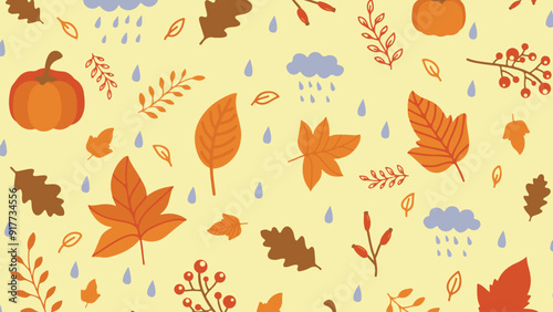 Autumn leaves fall background illustration. Beautiful autumn scenery background, Autumn fall season background illustration vector.