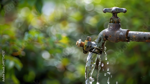 Obraz na płótnie A garden tap that was producing water created w salonie