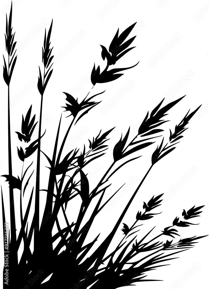 Grass silhouette corner border