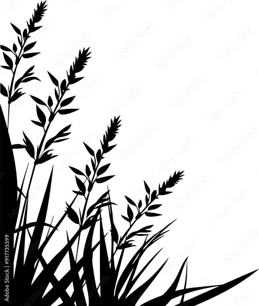 Grass silhouette corner border Grass silhouette corner border