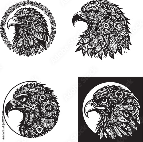 Eagle head vector style art drawing image for logo