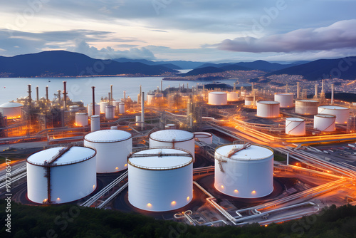 Aerial View of a Texas Oil Refinery and Fuel Storage Tanks
 photo