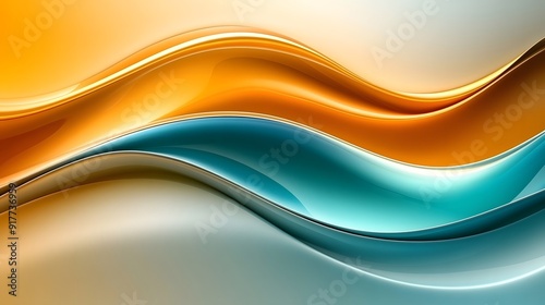 Golden-Teal Abstract Background with Soft Edges and Blurred Details, Elegantly Flowing Curves and Harmonious Color Gradient, Capturing a Modern, Minimalist Aesthetic