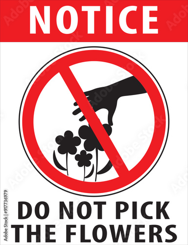 Do not pick the flowers warning notice vector.eps