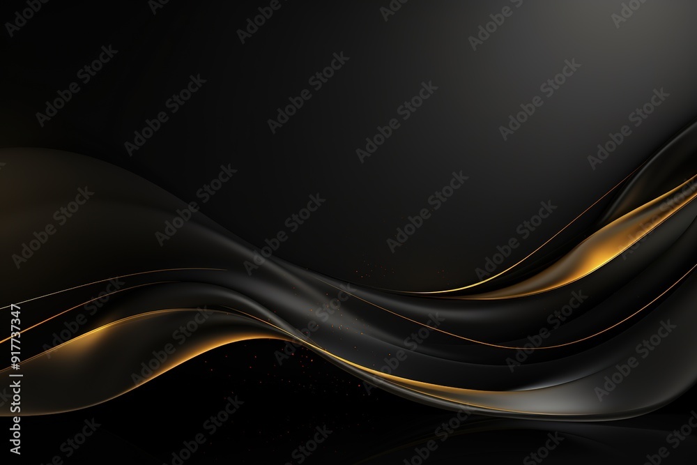 Abstract black and gold wavy background with glowing highlights. Abstract black and gold wavy background with glowing highlights.