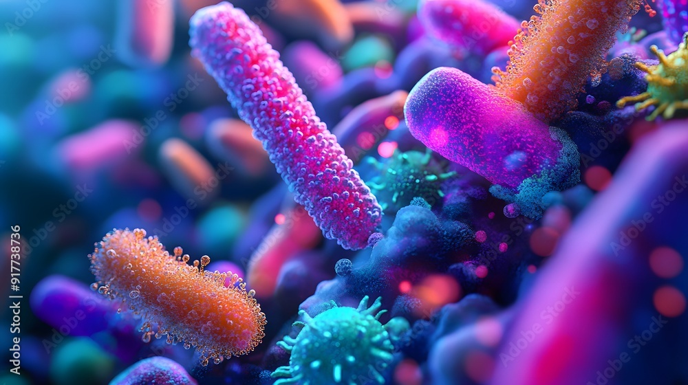 Inside the World of Gut Microbiome. Scientific exploration concept Inside the World of Gut Microbiome. Scientific exploration concept