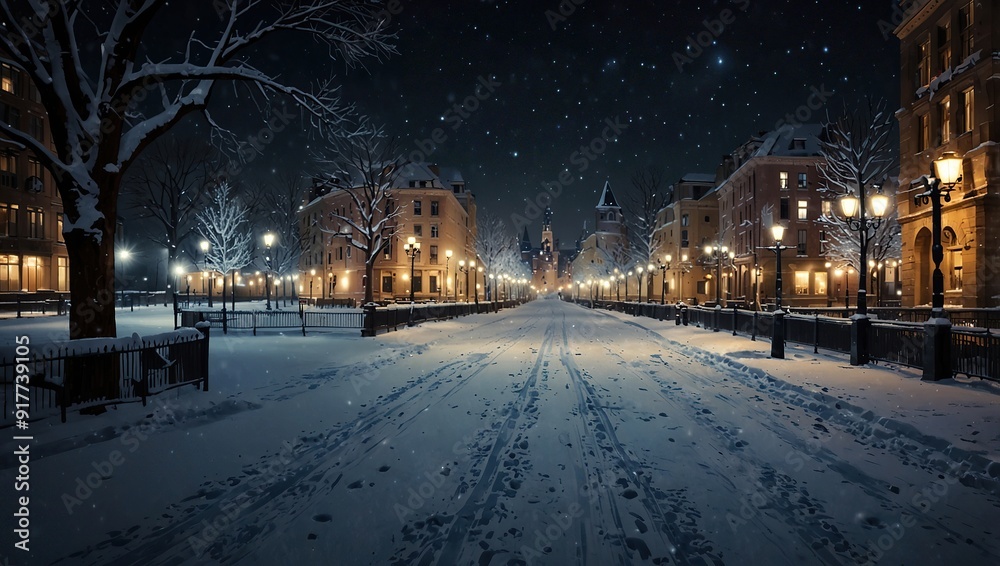 Christmas in winter night in the city Christmas in winter night in the city