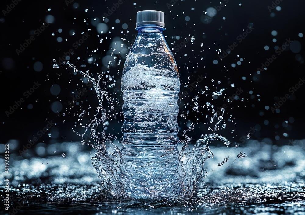 Bottle of Water on Splashing Background Bottle of Water on Splashing Background