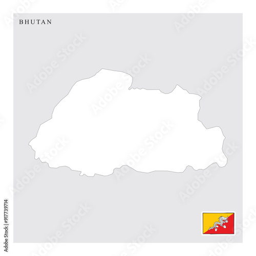 bhutan country map and flag
