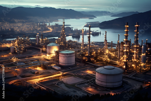 Aerial View of a Texas Oil Refinery and Fuel Storage Tanks
 photo