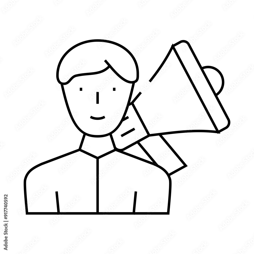 megaphone advertising occupation line icon vector. megaphone advertising occupation sign. isolated contour symbol black illustration