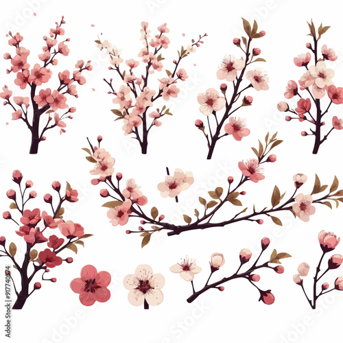 Free vector Hand drawn cherry blossom branch