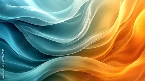 Golden-Teal Abstract Background with Soft Edges and Blurred Details, Elegantly Flowing Curves and Harmonious Color Gradient, Capturing a Modern, Minimalist Aesthetic