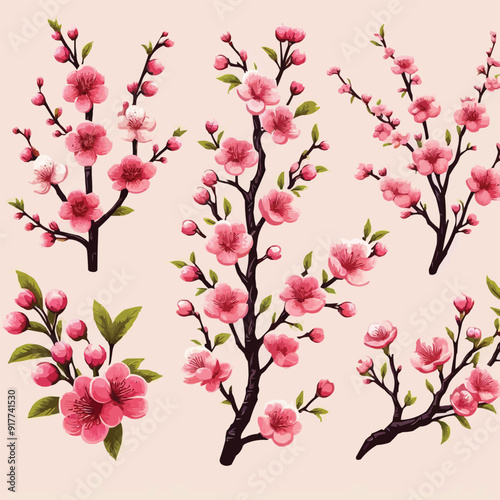 Free vector Hand drawn cherry blossom branch