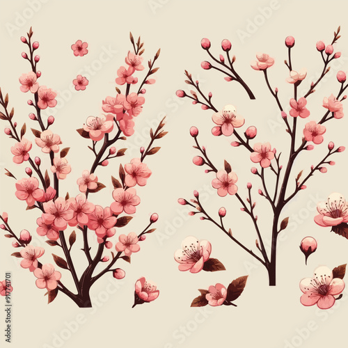 Free vector Hand drawn cherry blossom branch