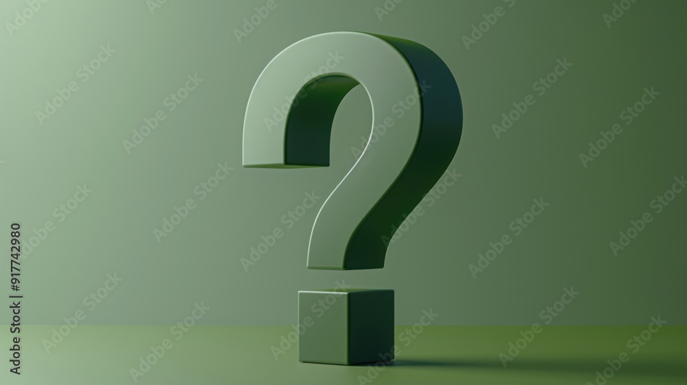 A 3D question mark icon prominently displayed against a vibrant green background symbolizes inquiry, curiosity, and exploration in a modern digital context A 3D question mark icon prominently displayed against a vibrant green background symbolizes inquiry, curiosity, and exploration in a modern digital context