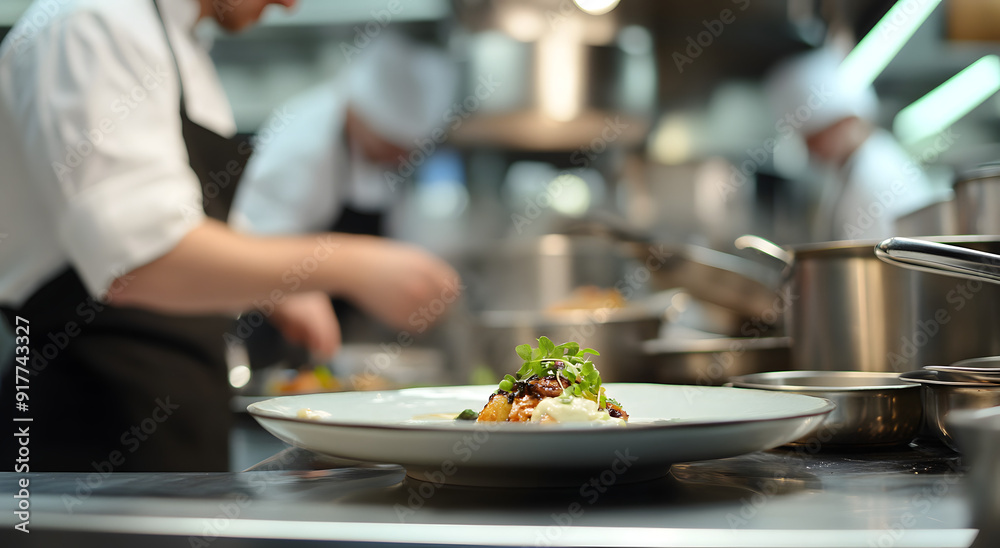 A Busy Kitchen Scene with Chefs Working on Dishes and Preparing Ingredients, Showcasing the Dynamic and Fast-Paced Environment of Professional Cooking A Busy Kitchen Scene with Chefs Working on Dishes and Preparing Ingredients, Showcasing the Dynamic and Fast-Paced Environment of Professional Cooking