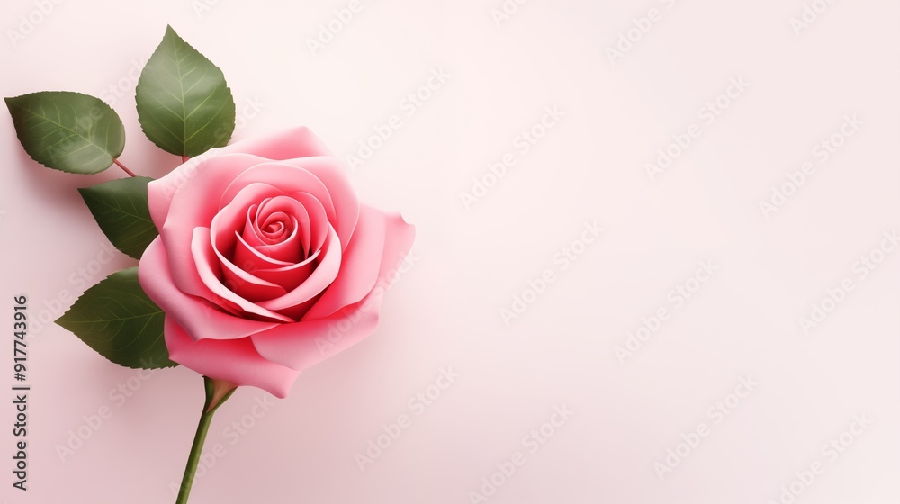 Elegant Realistic Pink Rose On Soft Background, Perfect for Romantic and Valentine’s Day Designs Elegant Realistic Pink Rose On Soft Background, Perfect for Romantic and Valentine’s Day Designs