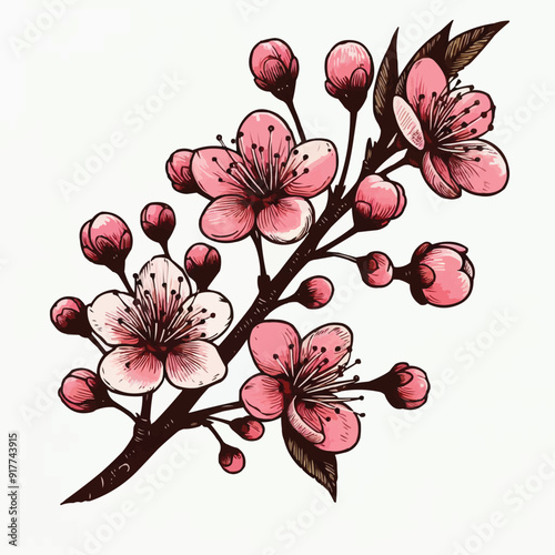 Free vector Hand drawn cherry blossom branch