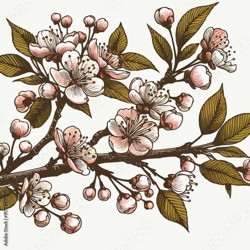 Free vector Hand drawn cherry blossom branch