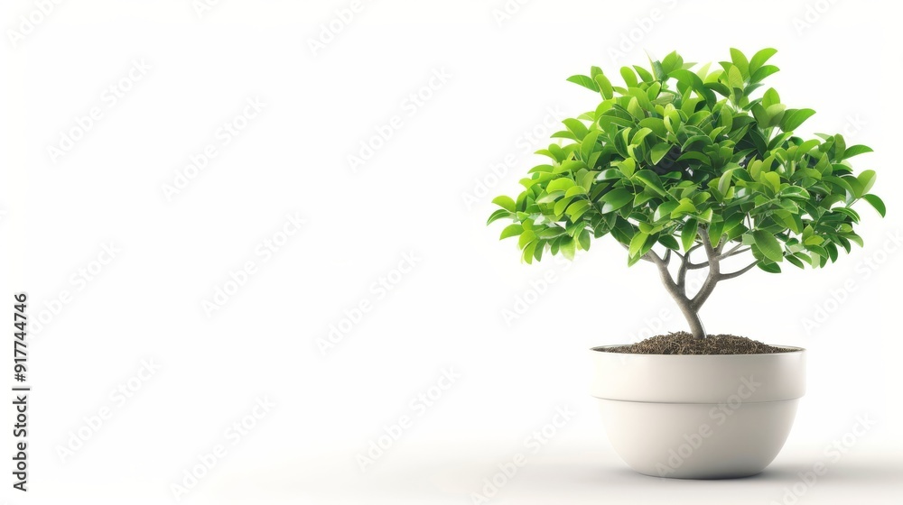 Potted Bonsai Tree with Dense Green Foliage Potted Bonsai Tree with Dense Green Foliage