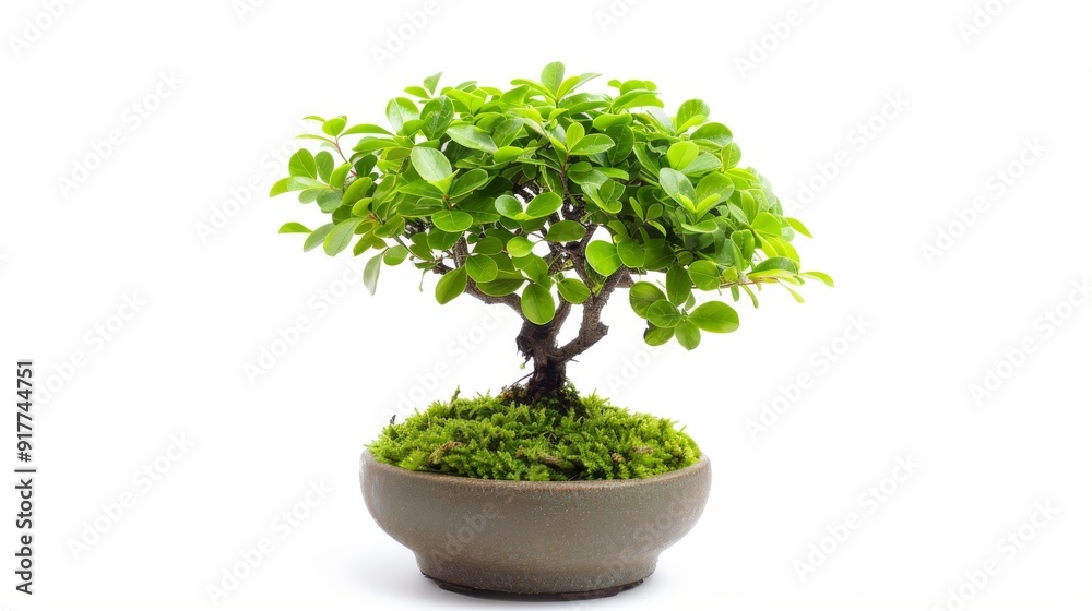 Lush Green Bonsai Tree in Ceramic Pot Lush Green Bonsai Tree in Ceramic Pot