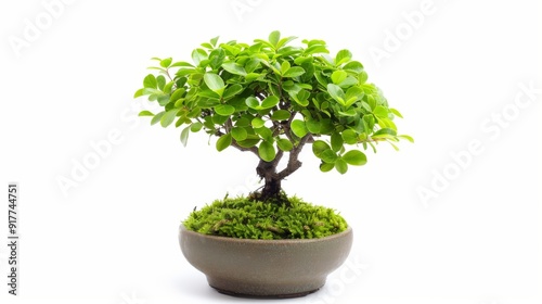 Lush Green Bonsai Tree in Ceramic Pot