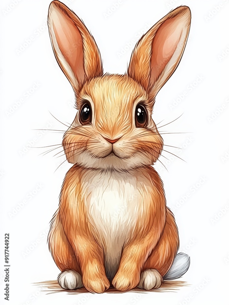 Fototapeta premium Cute Sitting Bunny with Big Eyes