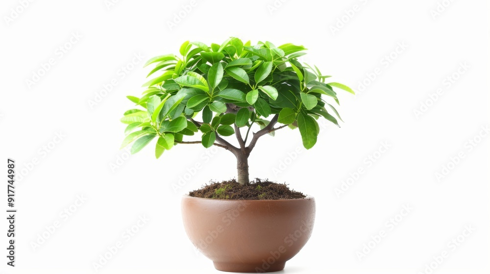 Small potted tree with green leaves isolated Small potted tree with green leaves isolated