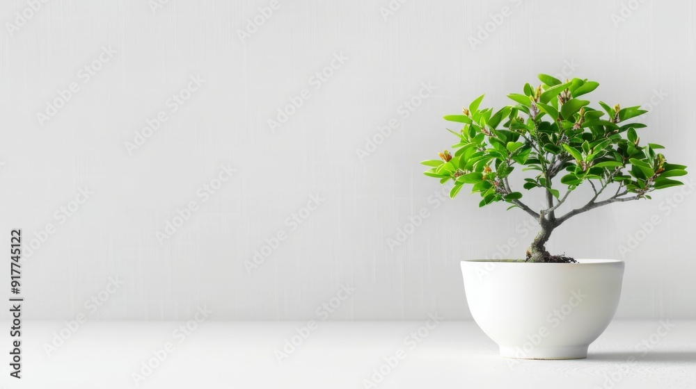 Small bonsai tree in white pot Small bonsai tree in white pot