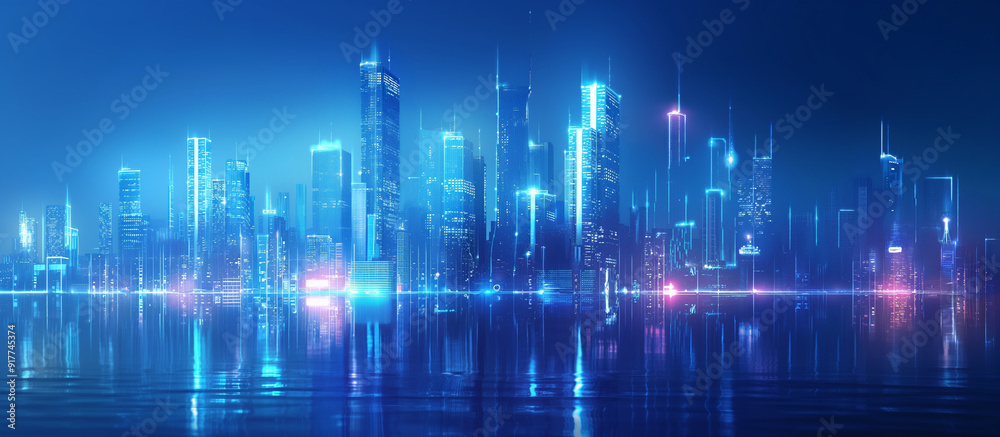 Illustration modern skyscrapers of a smart city, futuristic financial district with buildings.
Illustration modern skyscrapers of a smart city, futuristic financial district with buildings.
