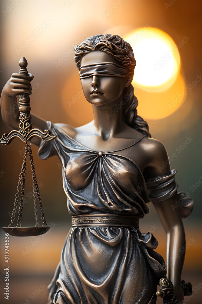Statue Of Lady Justice On Blurred Background Statue Of Lady Justice On Blurred Background