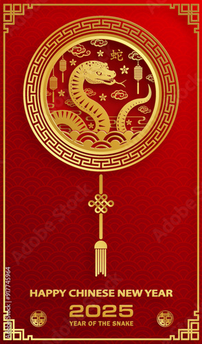 Photography Happy Chinese new year 2025 Zodiac sign, year of the Snake